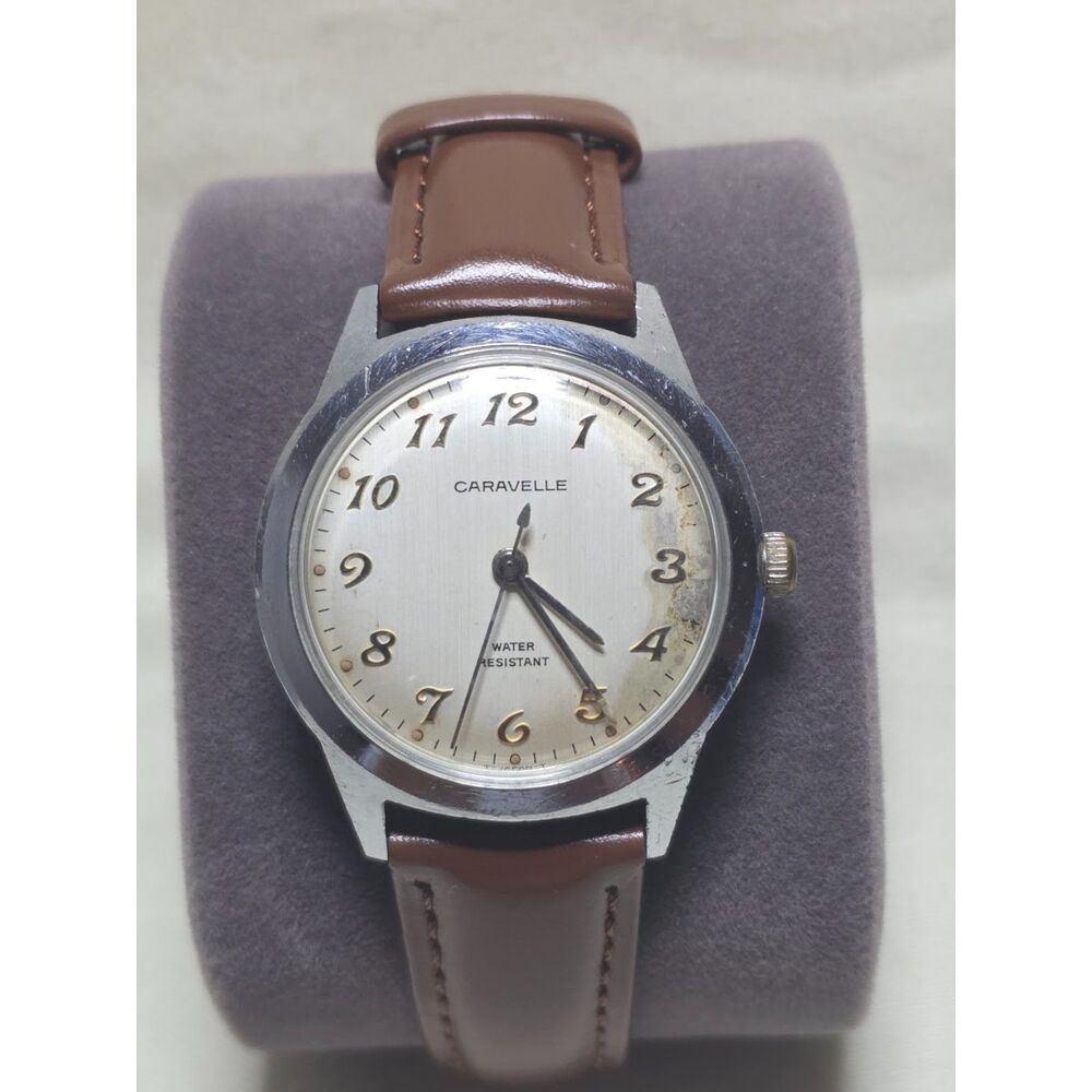 Vintage Caravelle Men's Quartz Watch White Dial Arabic Numerals Dress